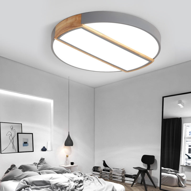 Nordic Circle LED Flush Mount Light - Acrylic Diffuser - 12"/16"/19.5" Width - LED Ceiling Lamp in Green/Grey/Pink/White for Baby Room