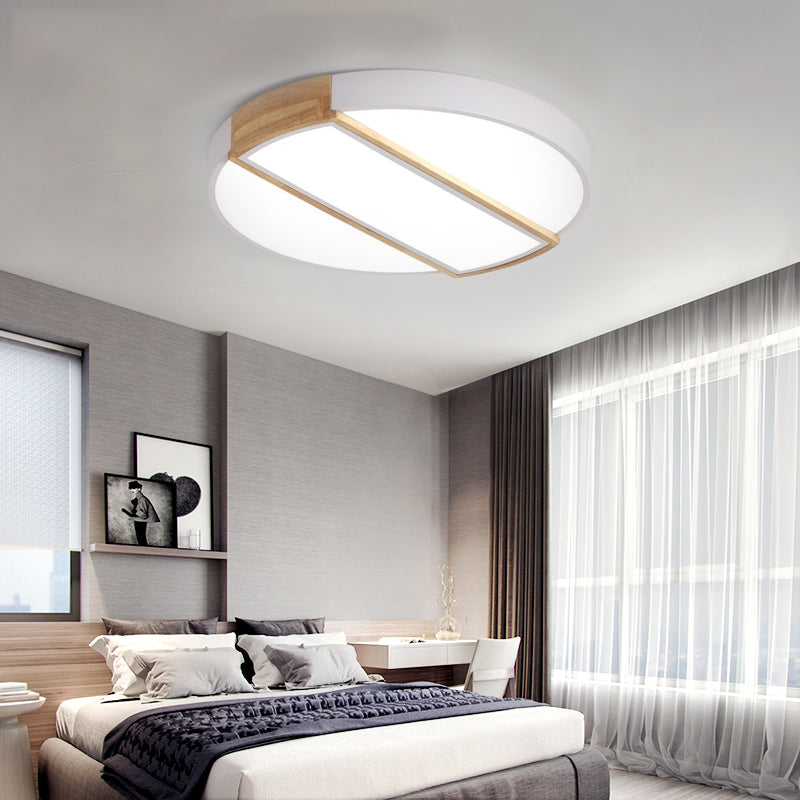 Nordic Circle Led Flush Mount Light - Acrylic Diffuser 12/16/19.5 Width Ceiling Lamp In