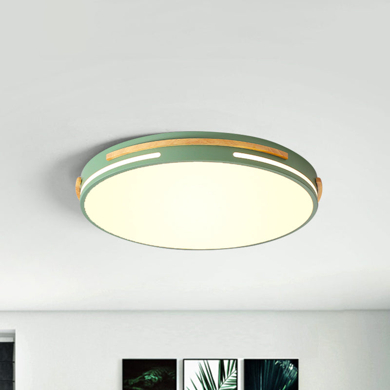 Simplicity LED Acrylic Flush Mount Light Fixture for Living Room - White/Green, Round Design