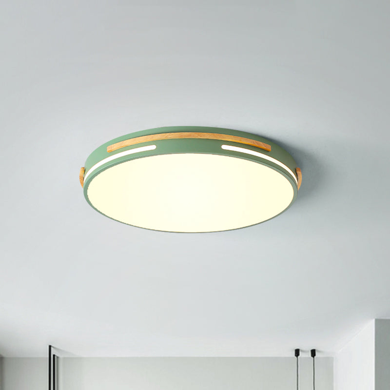 Simplicity LED Acrylic Flush Mount Light Fixture for Living Room - White/Green, Round Design
