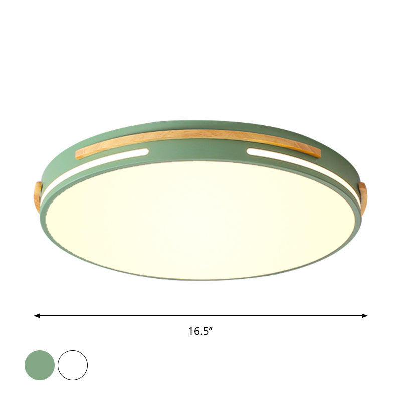 Simplicity LED Acrylic Flush Mount Light Fixture for Living Room - White/Green, Round Design
