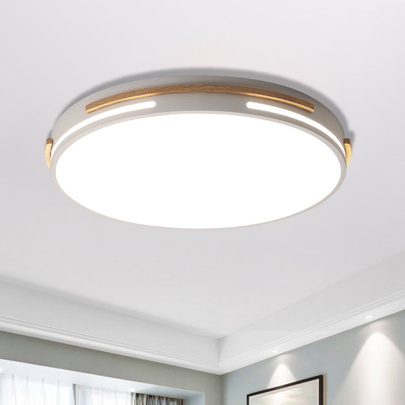 Simplicity LED Acrylic Flush Mount Light Fixture for Living Room - White/Green, Round Design