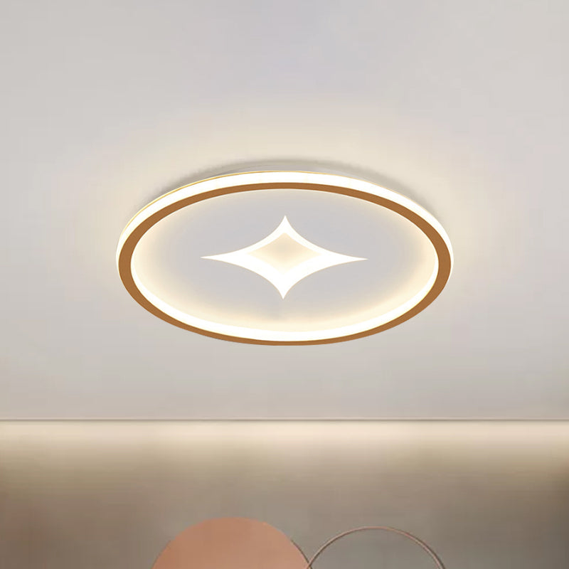 Simple Round Flush Mount Lamp: Acrylic Black/Gold LED Lighting, Warm/White Light for Bedroom