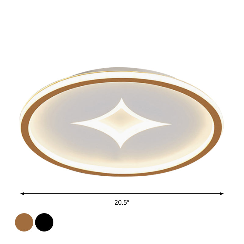 Simple Round Flush Mount Lamp: Acrylic Black/Gold LED Lighting, Warm/White Light for Bedroom