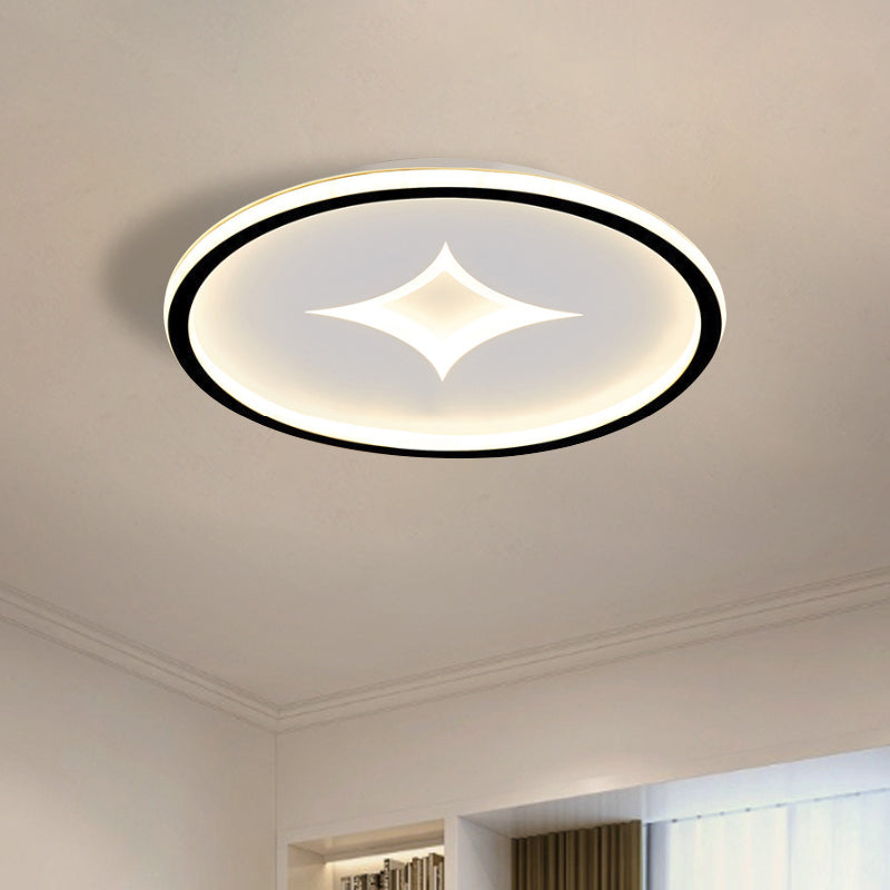 Simple Round Flush Mount Lamp: Acrylic Black/Gold LED Lighting, Warm/White Light for Bedroom