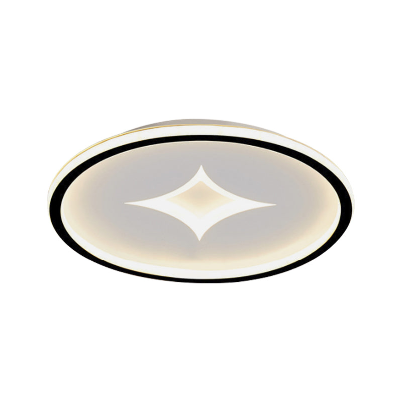 Simple Round Flush Mount Lamp: Acrylic Black/Gold LED Lighting, Warm/White Light for Bedroom