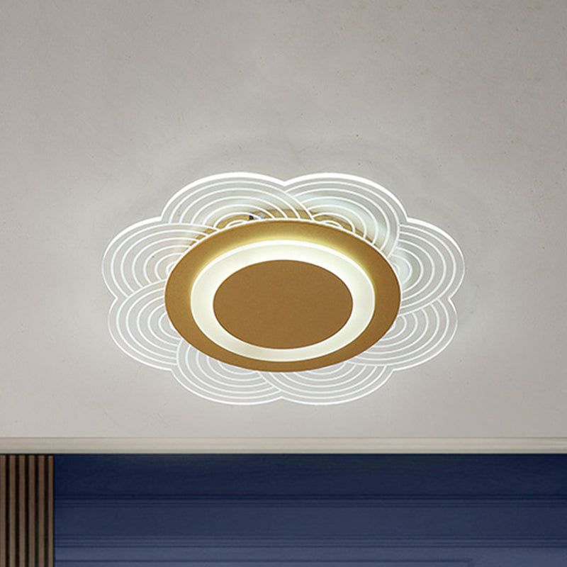 Plafonnier LED en acrylique à fleurs en blanc chaud pour décoration de chambre à coucher