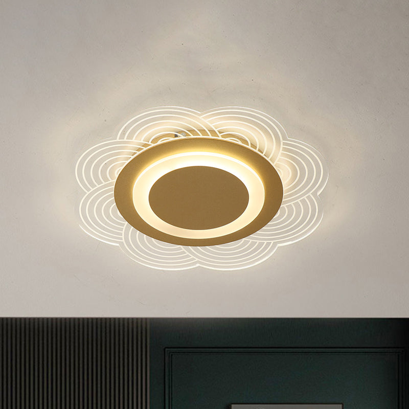Plafonnier LED en acrylique à fleurs en blanc chaud pour décoration de chambre à coucher
