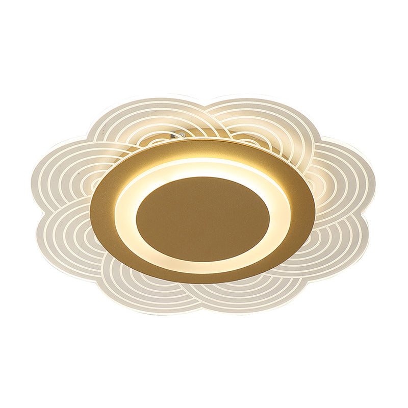 Plafonnier LED en acrylique à fleurs en blanc chaud pour décoration de chambre à coucher