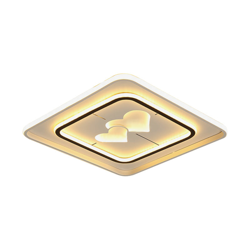 Modernist LED Flush Mount Lamp in White - Round/Square/Rectangle Design, Warm/White Light