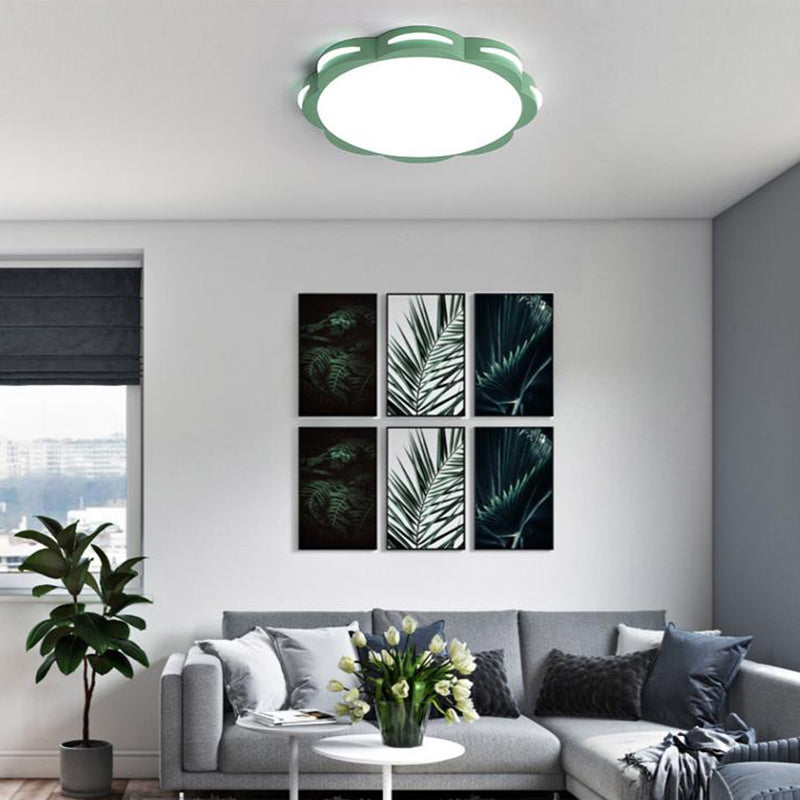 Flush Mount Macaron LED Ceiling Light with Acrylic Floral Shade - Ideal for Girls' Bedroom
