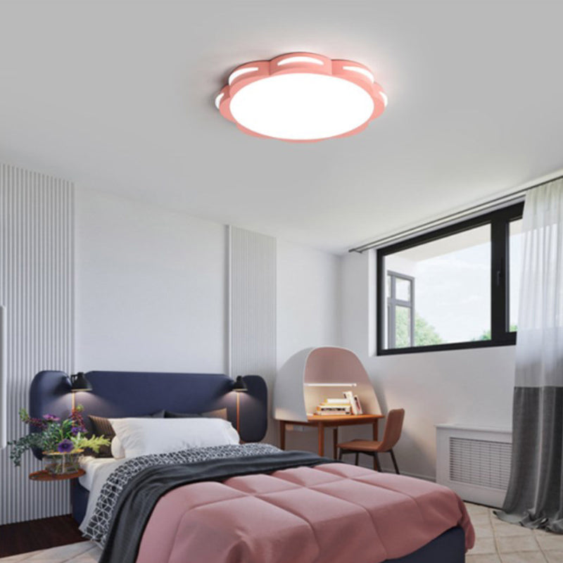 Flush Mount Macaron LED Ceiling Light with Acrylic Floral Shade - Ideal for Girls' Bedroom