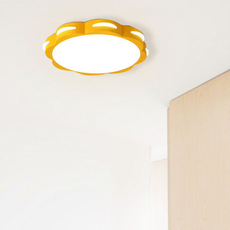 Flush Mount Macaron LED Ceiling Light with Acrylic Floral Shade - Ideal for Girls' Bedroom
