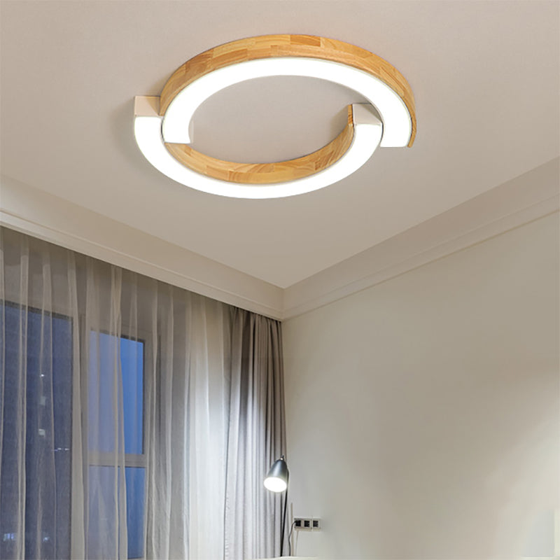 Contemporary Bedroom Ceiling Lamp - 2-Arch Bridge Design Acrylic Led Light 15/19 Width Black/White