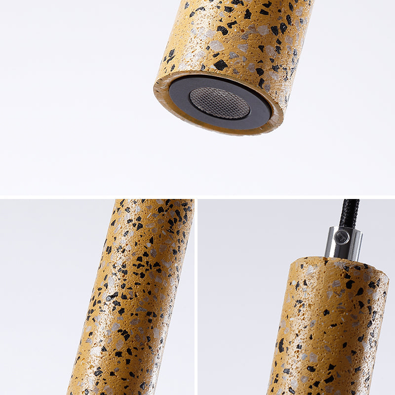 Nordic Cement Tube Pendant Light - 1 Light, Yellow/Blue/Green - 12"/21.5"H
