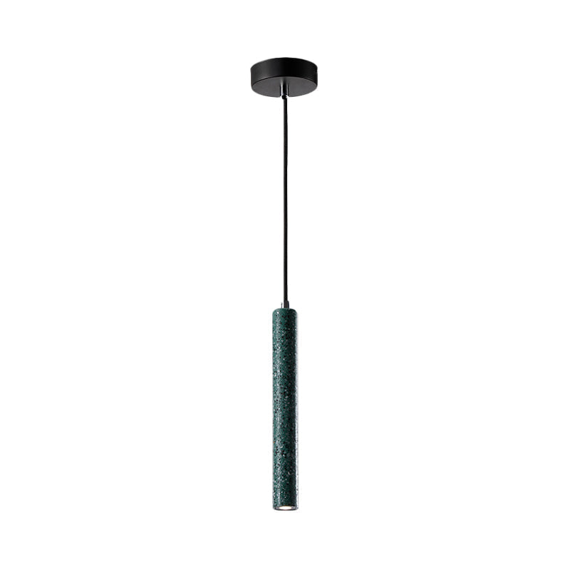 Nordic Cement Tube Pendant Light - 1 Light, Yellow/Blue/Green - 12"/21.5"H