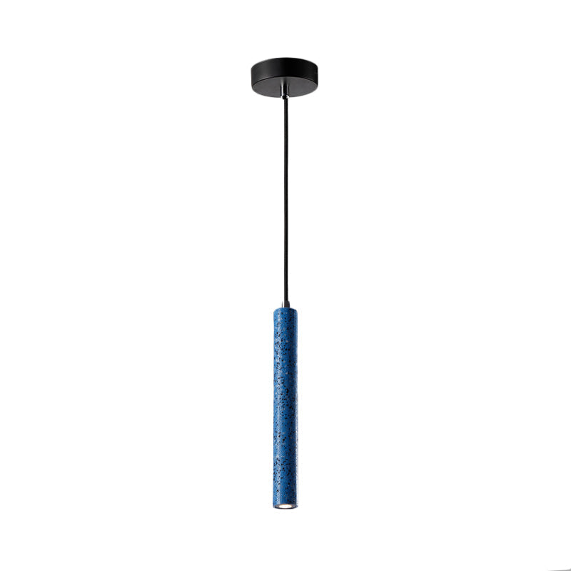 Nordic Cement Tube Pendant Light - 1 Light, Yellow/Blue/Green - 12"/21.5"H
