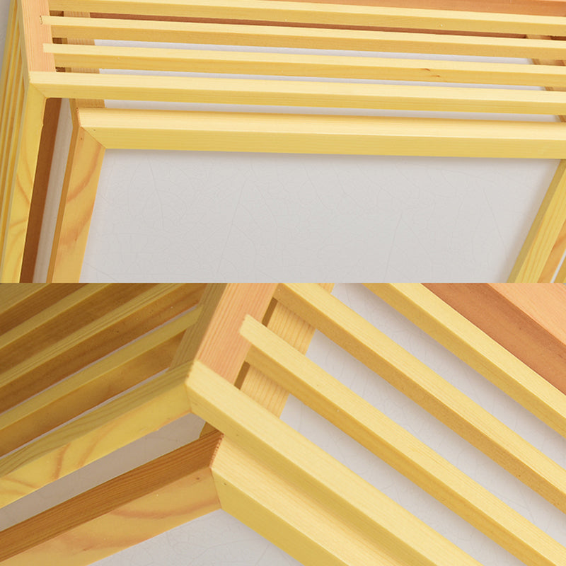 Japanese Beige LED Flush Ceiling Light with Acrylic Square Design - Warm/White Light and Wood Cage for Living Room