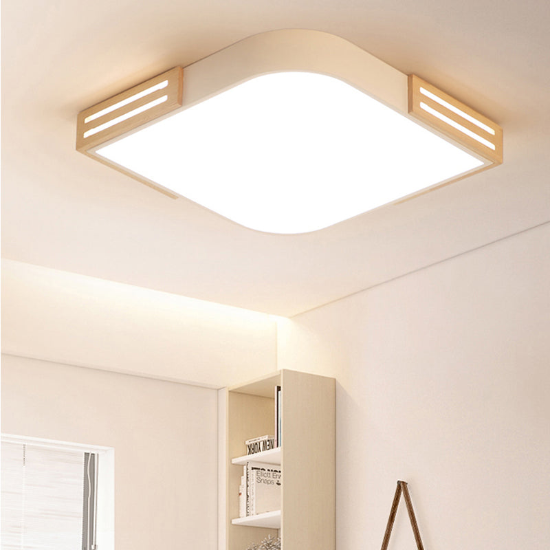 White Square LED Flush Ceiling Light - Modern Acrylic Lamp for Dining Room (16"/19.5")