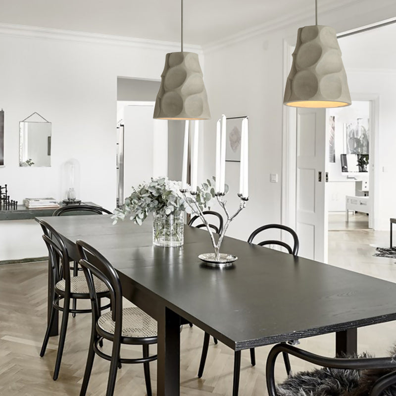 Nordic Style Grey Concrete Pendant Light with Cone Shade