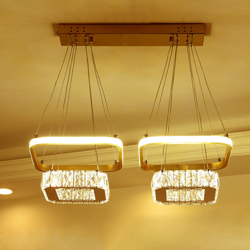 Contemporary LED Crystal Chandelier Pendant Light with Stainless-Steel Frame