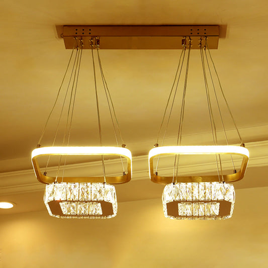 Contemporary LED Crystal Chandelier Pendant Light with Stainless-Steel Frame