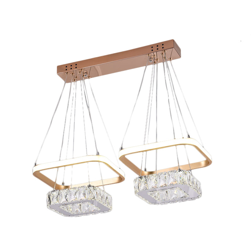 Contemporary LED Crystal Chandelier Pendant Light with Stainless-Steel Frame
