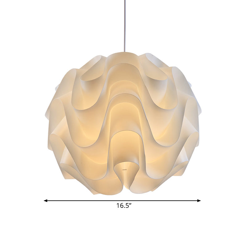 Simplicity Acrylic Single Light White Drop Pendant - Meringue Hanging Ceiling Light, 7"/9"/12" Wide