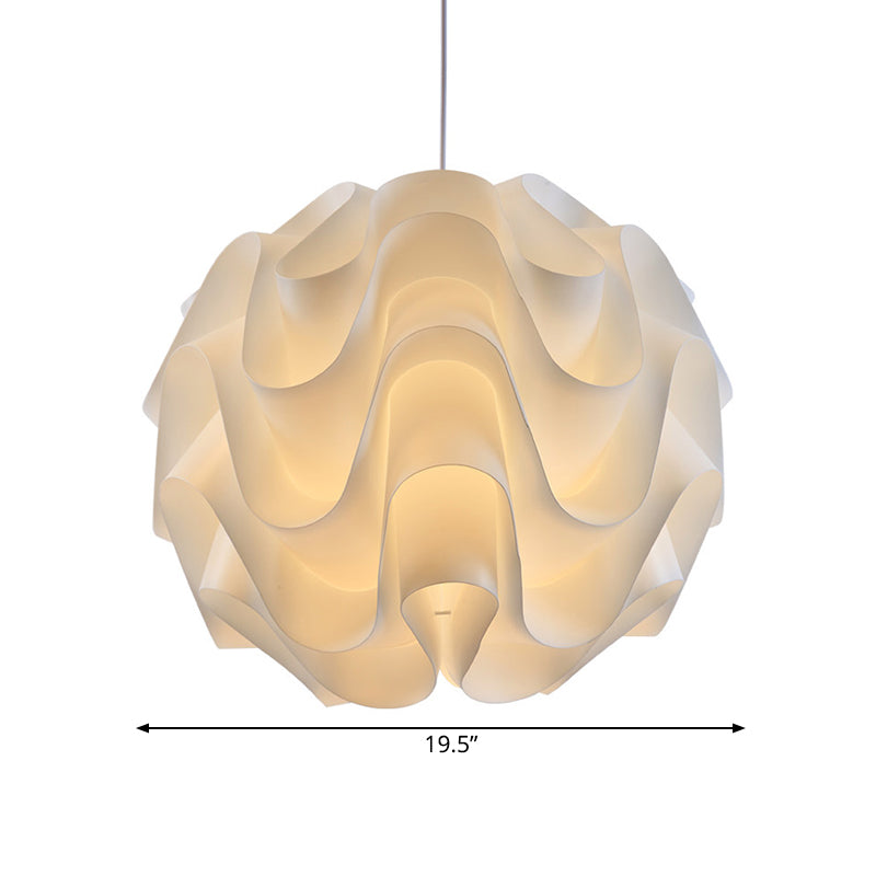 Simplicity Acrylic Single Light White Drop Pendant - Meringue Hanging Ceiling Light, 7"/9"/12" Wide