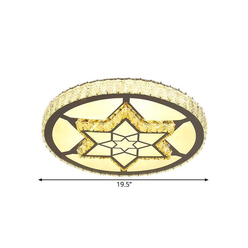 Stainless-Steel LED Flush Mount Ceiling Light with Clear Crystal Block Design