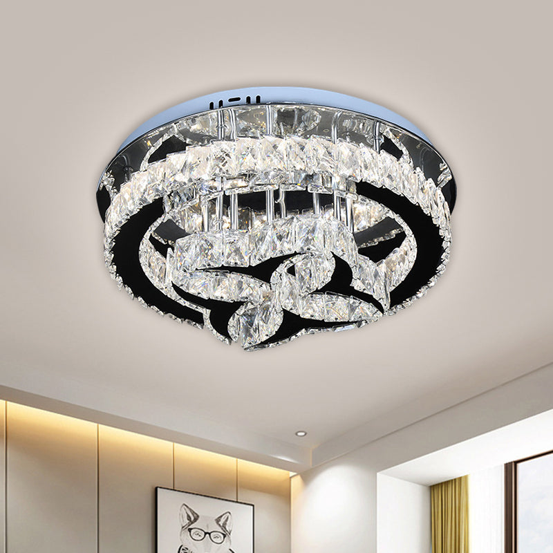 Modern LED Crystal Shade Ceiling Lamp with Stainless Steel Finish