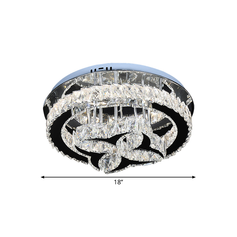 Modern LED Crystal Shade Ceiling Lamp with Stainless Steel Finish