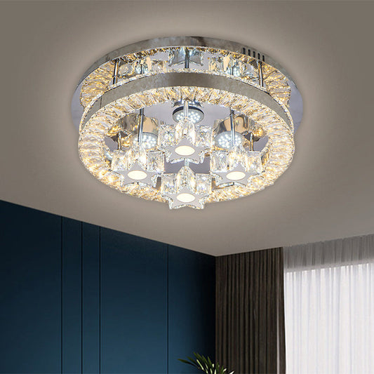 Simple Clear Crystal LED Flush Light Fixture for Living Room - Halo Design
