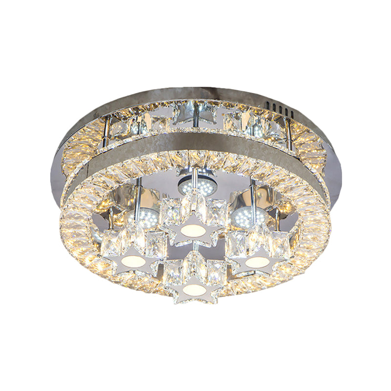 Simple Clear Crystal LED Flush Light Fixture for Living Room - Halo Design