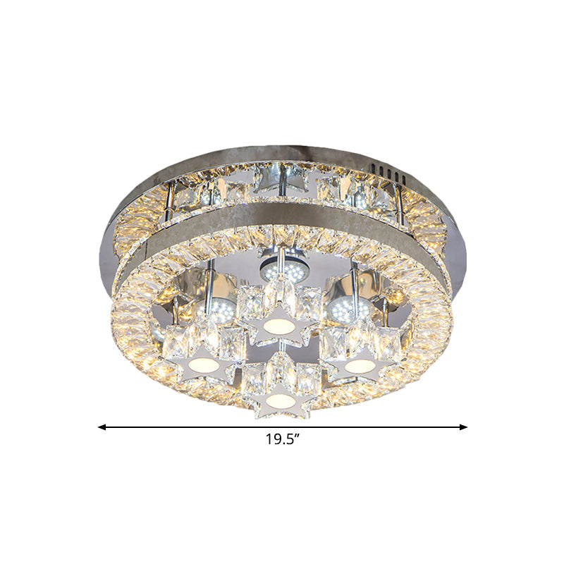 Simple Clear Crystal LED Flush Light Fixture for Living Room - Halo Design