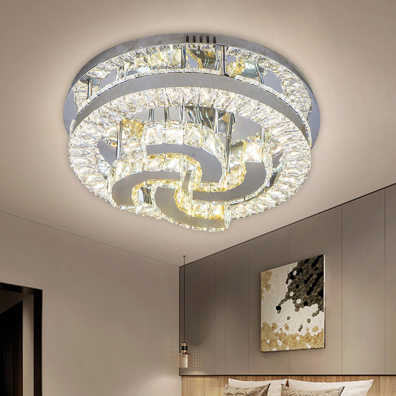 Simple Clear Crystal LED Flush Light Fixture for Living Room - Halo Design