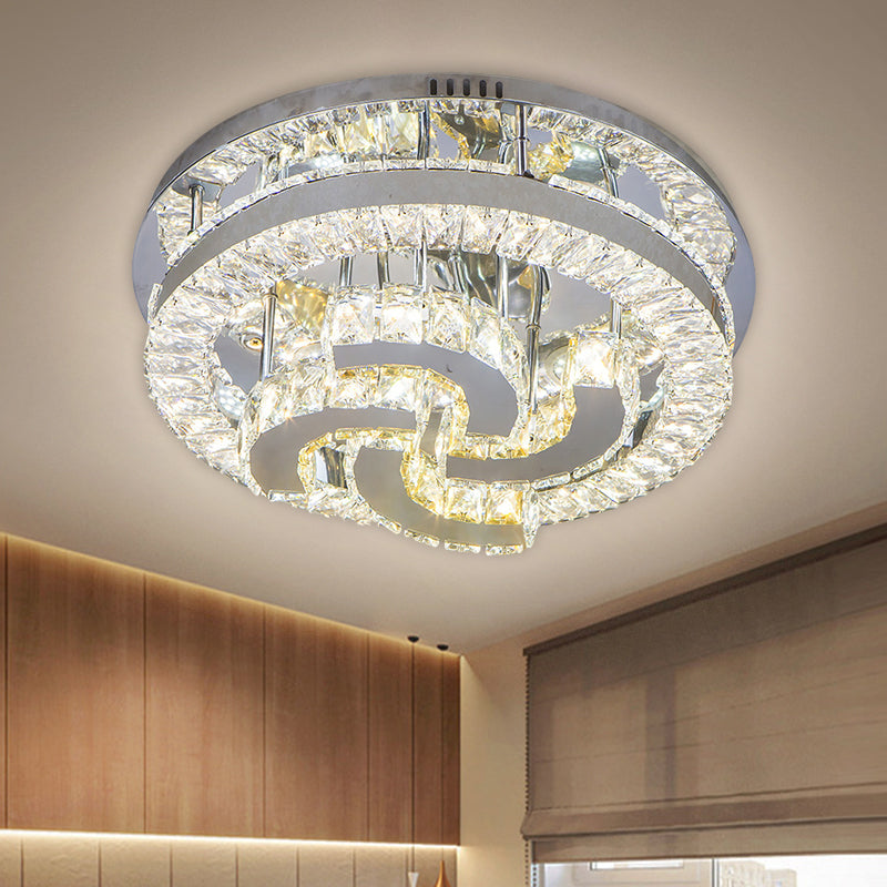 Simple Clear Crystal LED Flush Light Fixture for Living Room - Halo Design