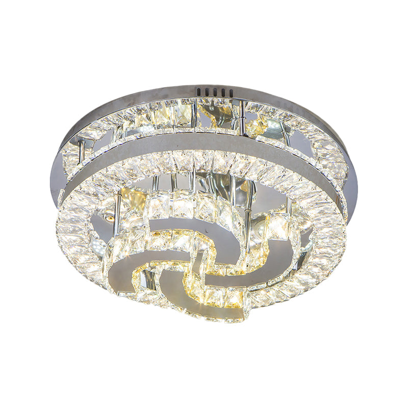 Simple Clear Crystal LED Flush Light Fixture for Living Room - Halo Design