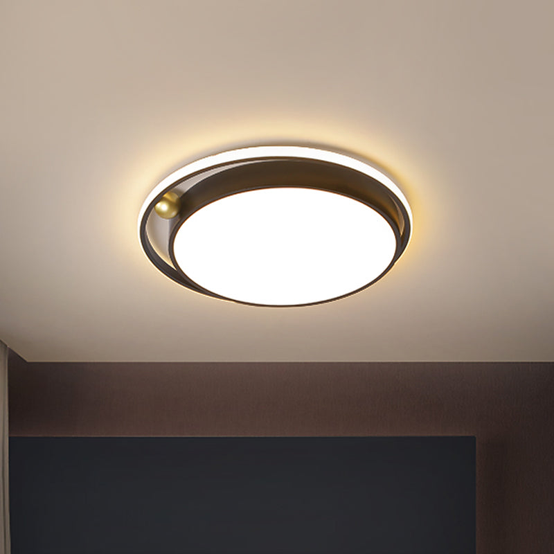 Nordic Round Acrylic Flush Mount LED Light Fixture - 16"/19.5" Wide, Black, for Bedroom