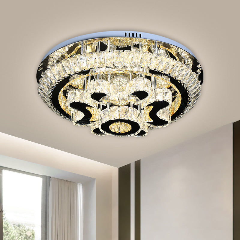 Plafonnier moderne en cristal pour salon - Lampe encastrée à LED avec base en acier inoxydable