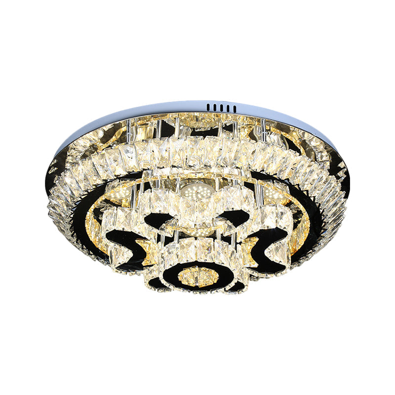Plafonnier moderne en cristal pour salon - Lampe encastrée à LED avec base en acier inoxydable