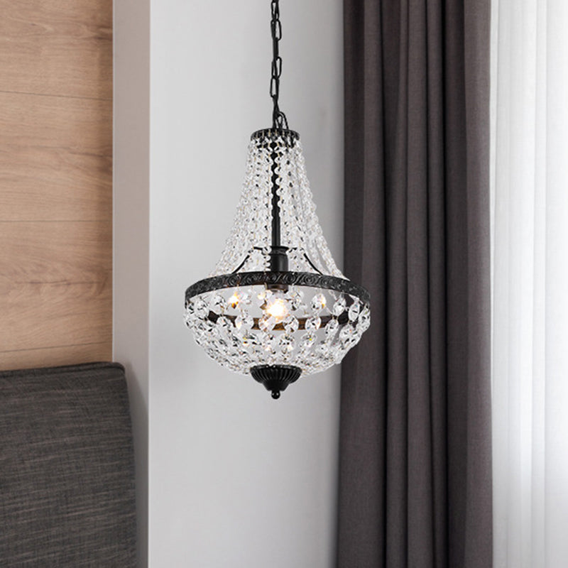 Black Basket Pendant Lamp with Crystal Shade - Simplicity and Style in One Bulb Fixture