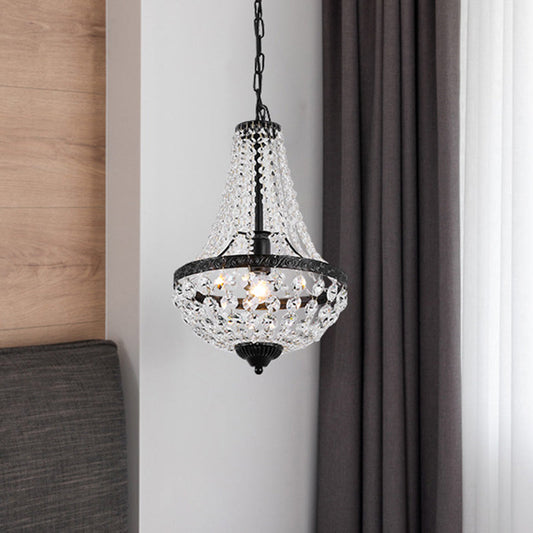 Black Basket Pendant Lamp with Crystal Shade - Simplicity and Style in One Bulb Fixture