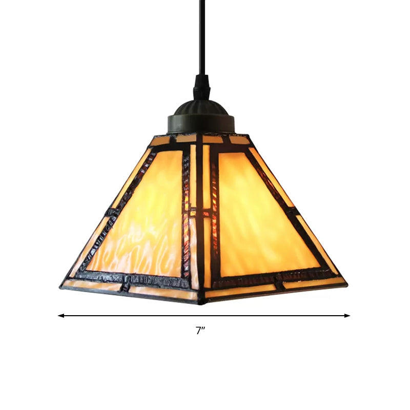 Lampe à suspension en verre teinté ambré - Kit d'éclairage suspendu de style mission pour cuisine