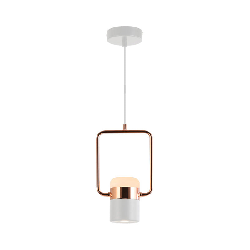 Margaret - Modern Black/White Cylinder Pendant Lamp Modern LED Steel and Glass Hanging Lighting with Rounded Edged Vertical/Horizontal Rectangle