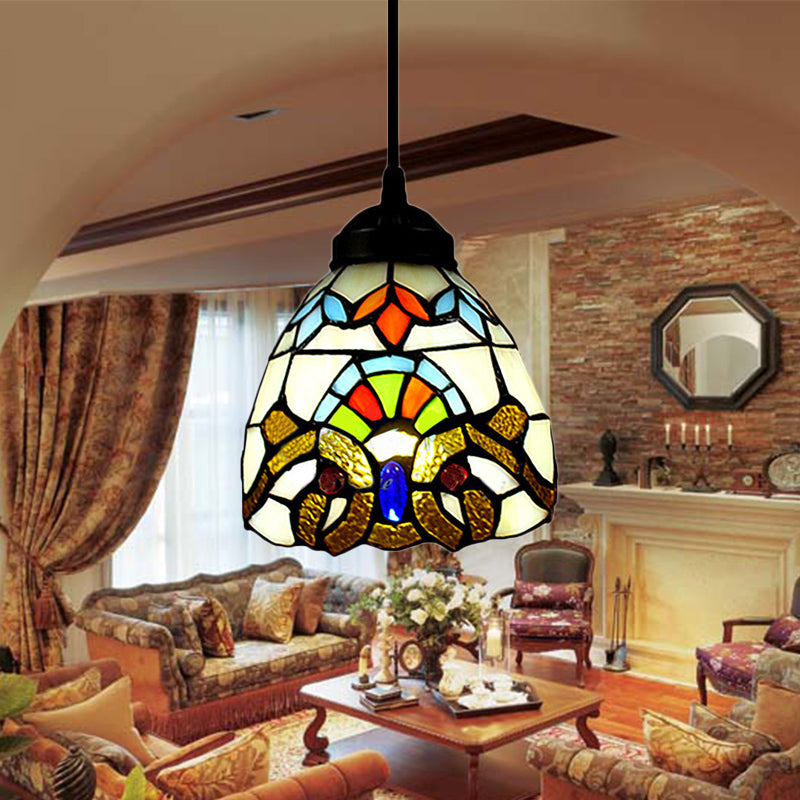 Suspension en verre artistique multicolore de style baroque pour plafonnier