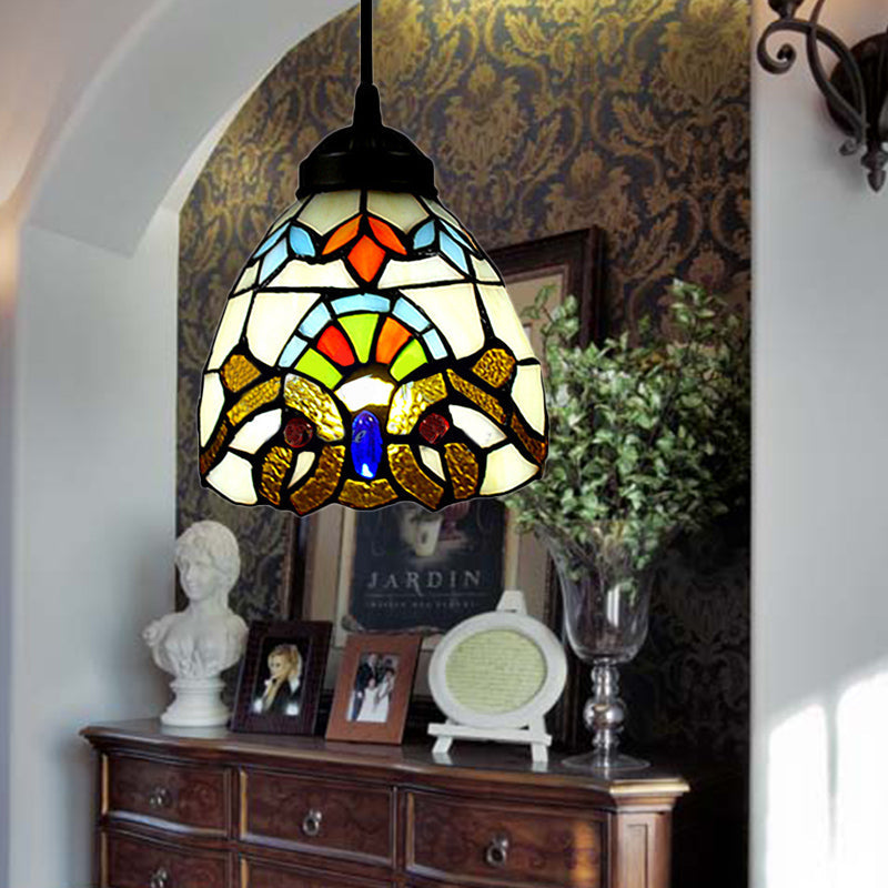 Suspension en verre artistique multicolore de style baroque pour plafonnier