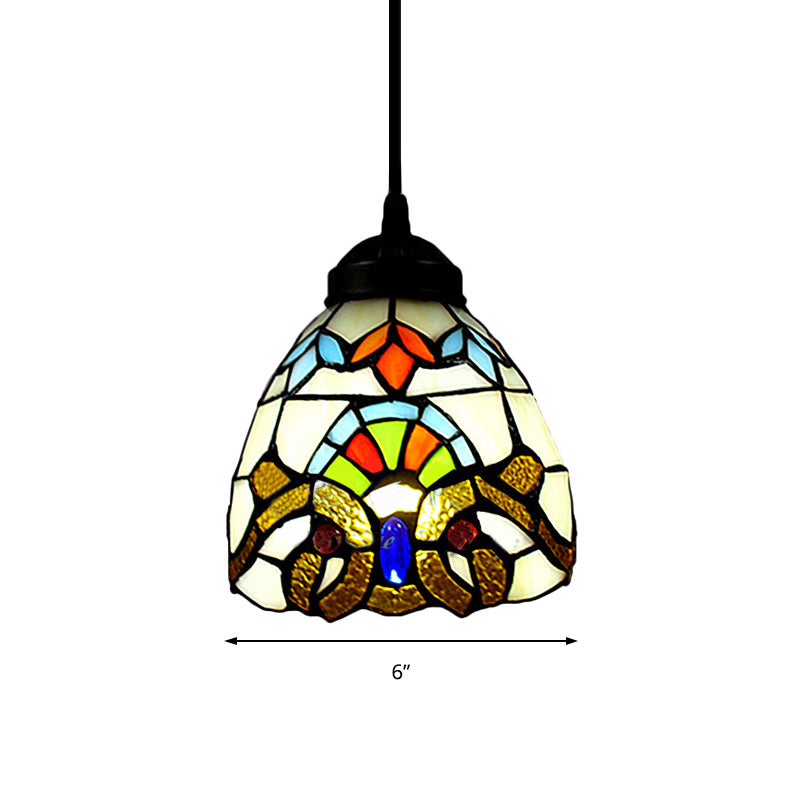 Suspension en verre artistique multicolore de style baroque pour plafonnier