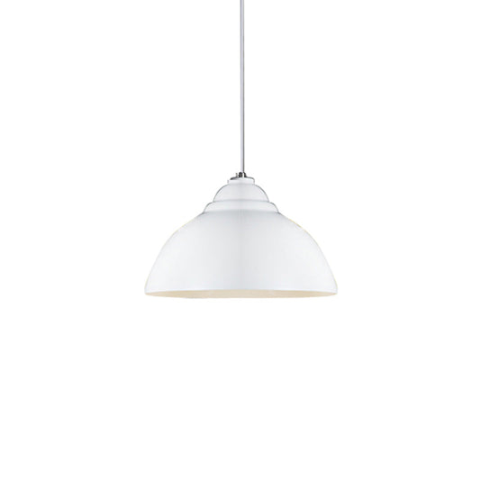 Yellow/White Metal Industrial Pendant Lamp with Domed Shade - Stylish Kitchen Ceiling Fixture