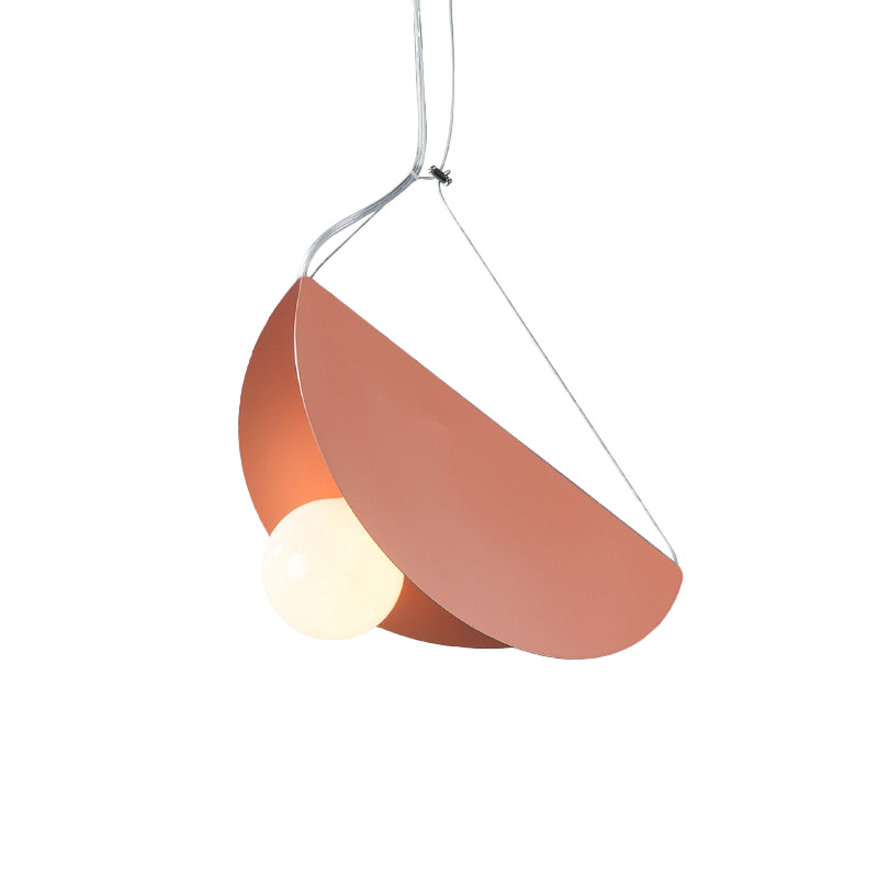 Contemporary Curved Hanging Lighting - 1 Light Metal Pendant for Bedroom - Black/Grey